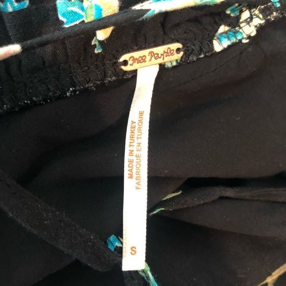 Free People Like A Lady Black Floral Printed Mini Dress Tie Back Short sz Small - Picture 11 of 15